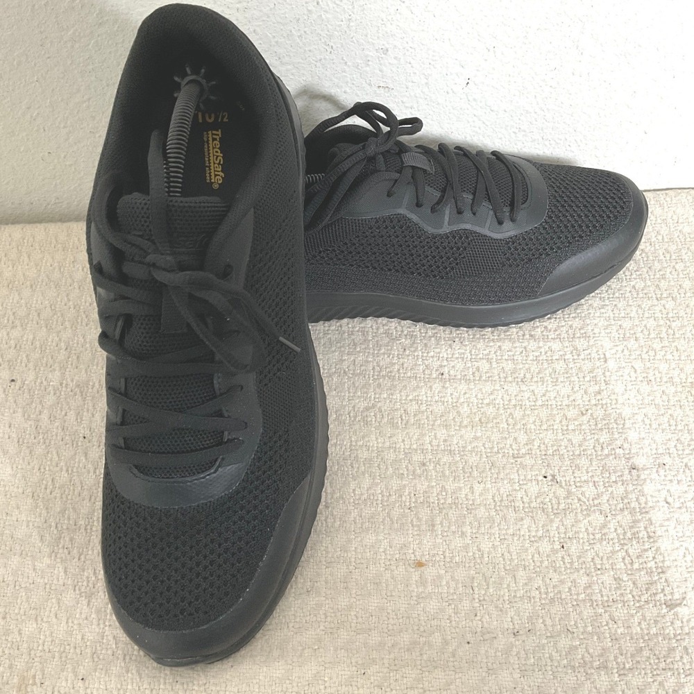 TredSafe Mens Black Slip Resistant Work Shoes Sneakers MNTR25BA001 Size 10.5